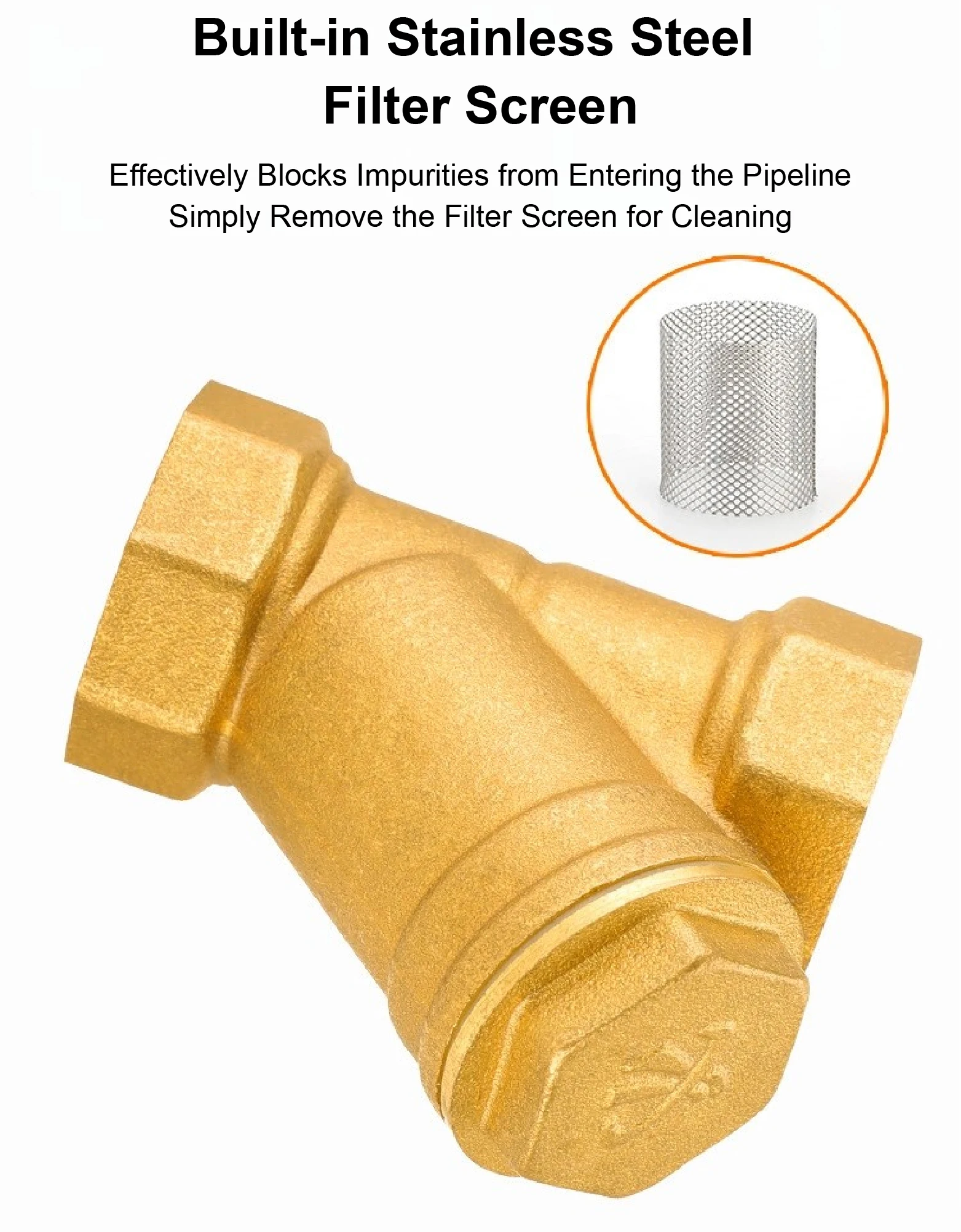Inline Brass Y Strainer Valve Threaded Female PN16 Sediment Filter with SS Mesh