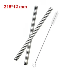 UPORS Extra Wide Reusable Stainless Steel Drinking Straws for Smoothies and Bubble Tea, Set of 2 (12mm)