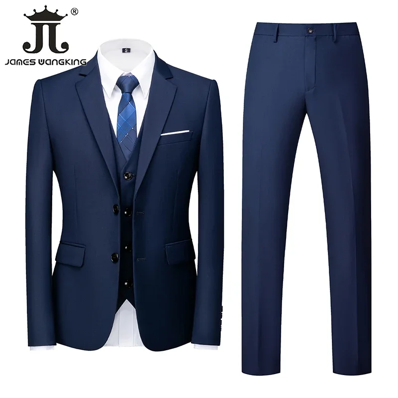 Giacca gilet pantaloni monopetto Slim uomo vestito Casual da lavoro professionale abbigliamento da sposa Groomsmen tuta 3 pz e 2 pz Set