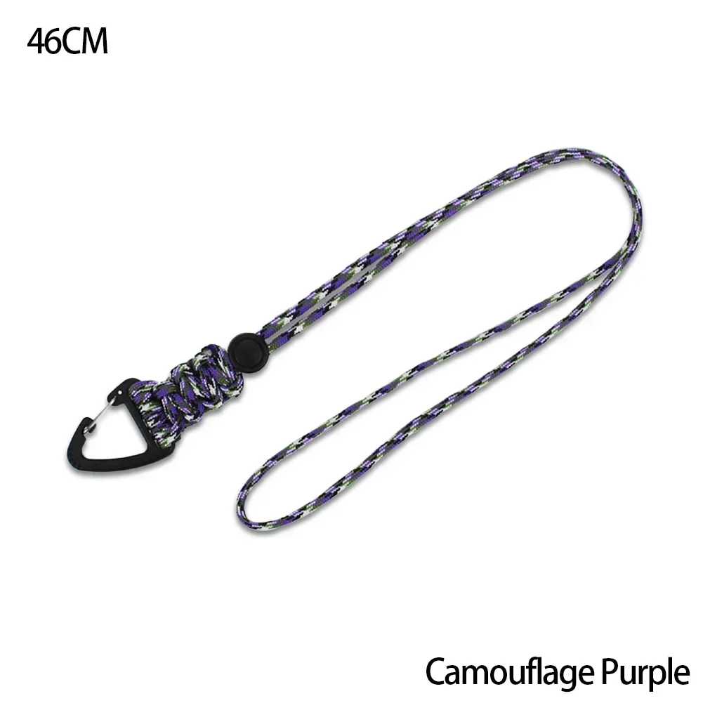 Braided Nylon Paracord Keychain with Metal Triangle Buckle and Carabiner