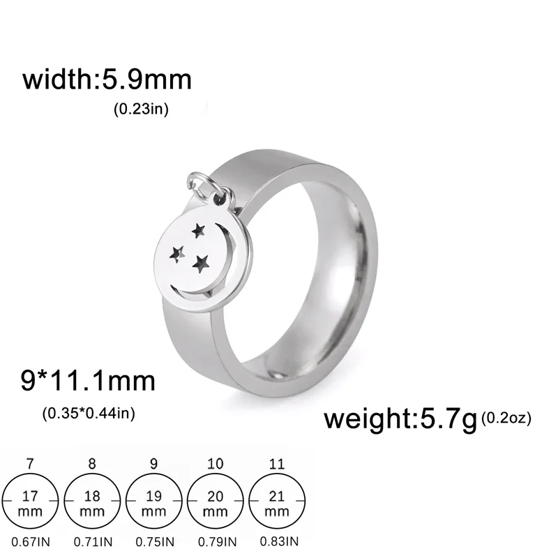 Edelstahl Mond Stern Ringe für Frauen Mädchen Punk Blume Anhänger frauen Ring Paar Schmuck 2023 Trend Hochzeit Party Geschenke – Detail 32