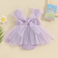 Toddler Baby Girls Tulle Romper Skirts Cute Summer Jumpsuits Dress Children Sleeveless 3D Flower Decor Bodysuits Outerwear 4