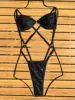 Sexy glitter black sequin micro swimsuit one piece women's bikinis Swimwear backless cross bathing suit beach outfits bodysuits