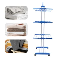 Clothes Drying Rack Folding Clothes Rail 4-tier Clothes Horses Rack Stainless Steel Laundry Garment Dryer Stand W/ 2 Side Wings 2