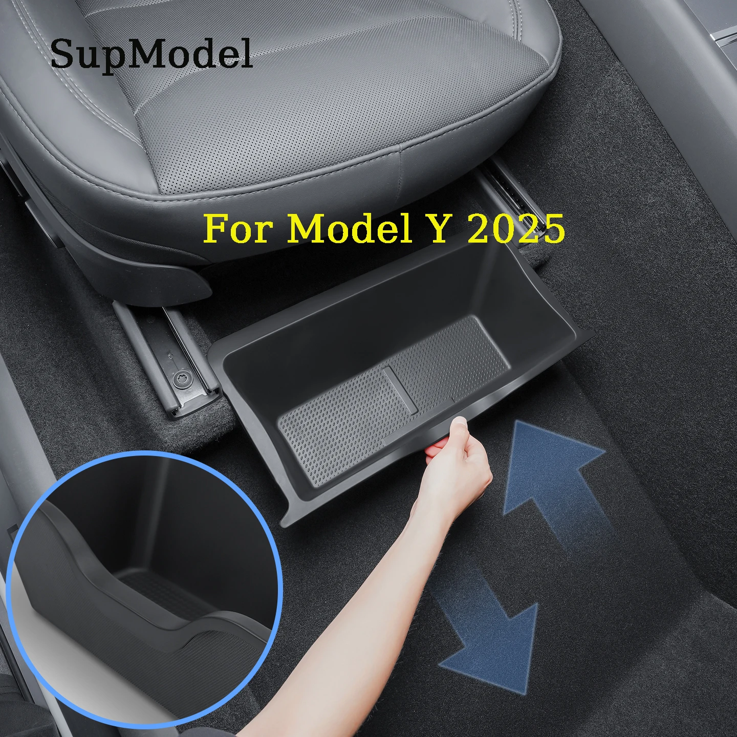 1Pcs Car Storage Bag for Tesla Model Y Juniper 2025 Under The Front Seats TPE Material Durable and Textured Designed with The Car