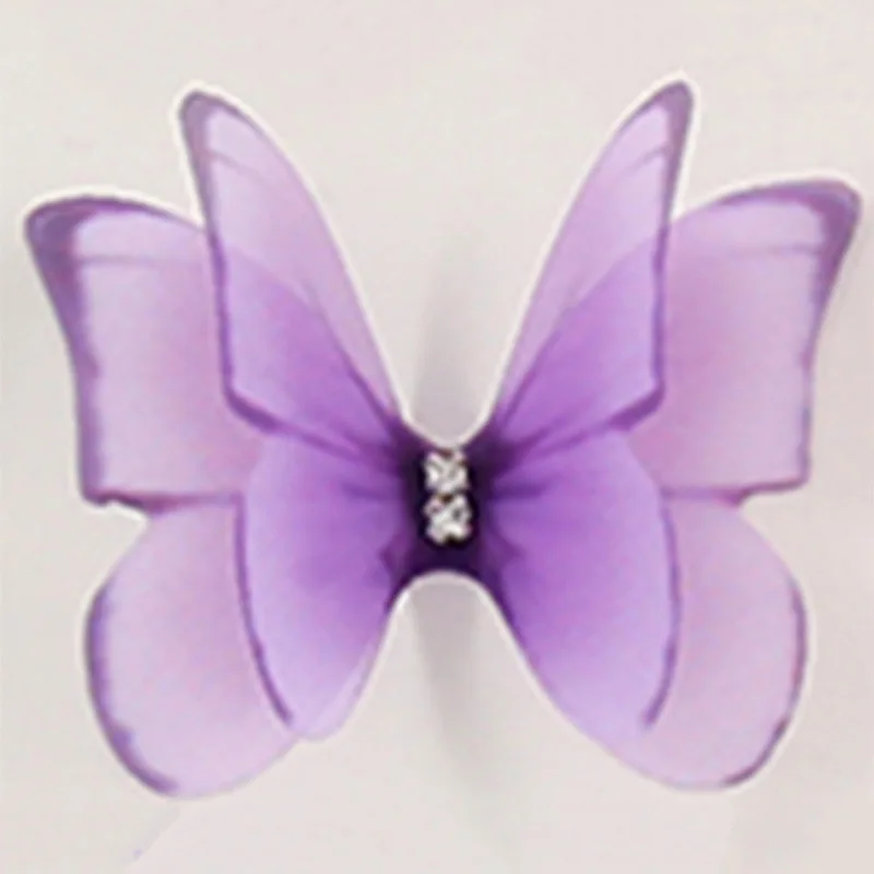 4.5cm 100pcs Double Layered Dimensional Gauze Mesh Butterfly Dreamy DIY Bride Hair Accessories Headwear Materia Nail Decoration jewelry making supplies craft supplies