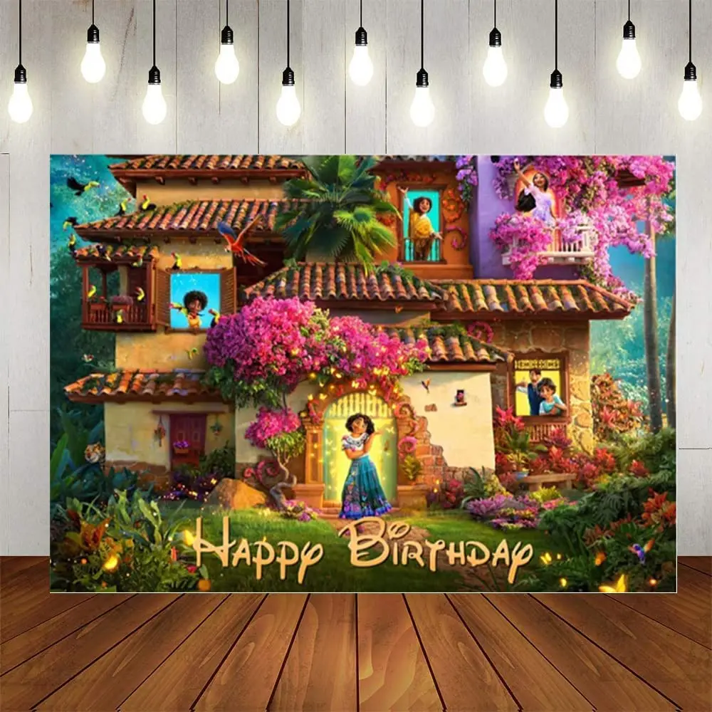 Disney Encanto Mirabel Photography Backdrop Girls Happy Birthday Party Decorations Vinyl Children Photo Studio Props Background |