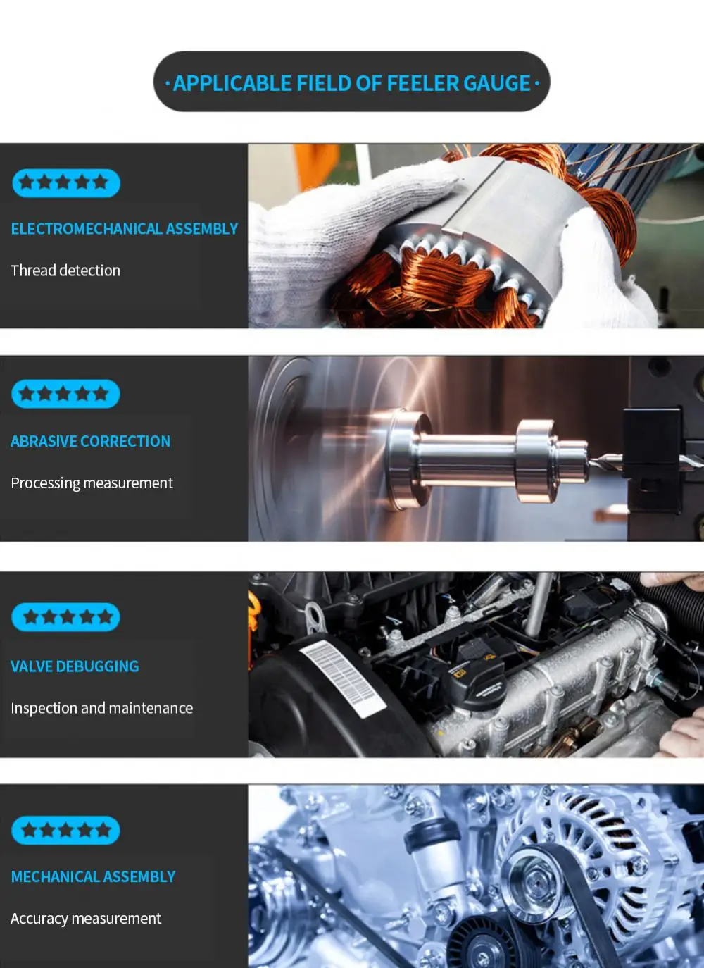 Description Picture 5 of item32/20/17 Blades Metric Feeler Gauge High Precision 0.04-0.88 Thickness Gages Gap Filler Feeler Gauges Woodworking Measuring Tool