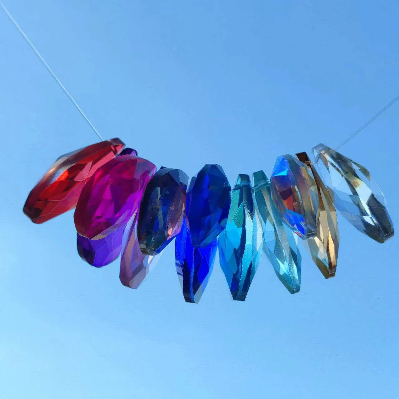 1.49-inch 8pcs Crystal Waterdrop Net Pendant Curtain Bottom and Lighting Pendant Sun Catcher Christmas Halloween Decoration