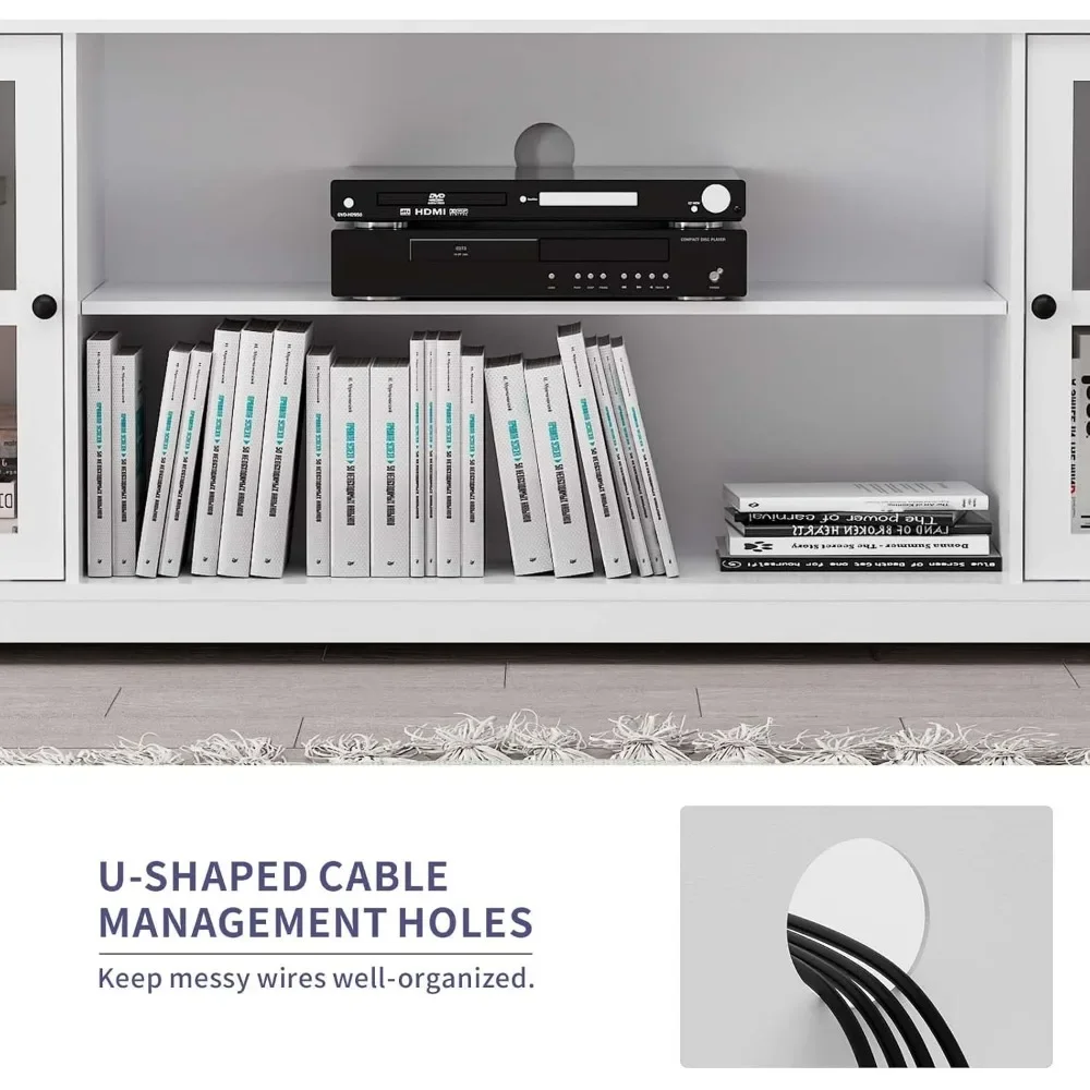 4 Piece Wall Unit TV Stand with Bookshelf,TV Console Table Media Entertainment Center, Living Room Wine Cabinet Display Cabinet 4