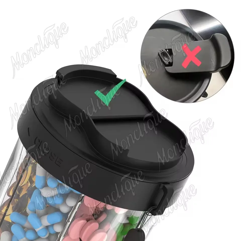 7 Grids Pill Organizer Dispenser Large Cute Travel Weekly Pill Case with Anti-Mix Design 20 Labels Portable Supplement Container