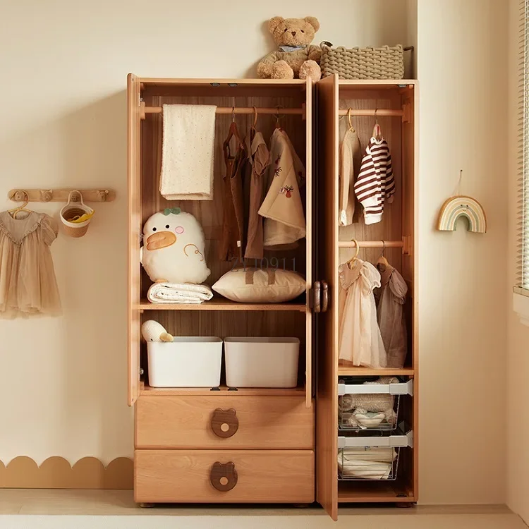*S Customize Solid Wood Furniture Multiple combinations Kids Clothes Hanger Cabinet Child'S 2 or 3 Doors 2 Drawer Wardrobe