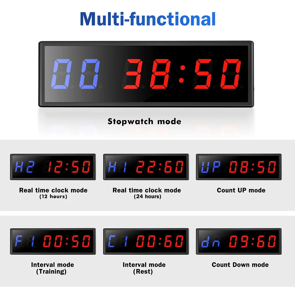 LED Digital Countdown Wall Clock Fitness Timer Stopwatch for Gym (2.3inch  Digital High)