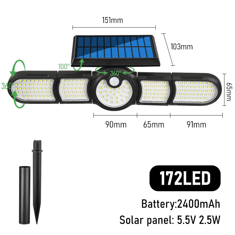 bright solar lights LED Outdoor Solar Lamp Multiple Heads Lighting Lawn Ground Light Motion Sensor Human Induction 3 Modes Spotlights Garden Lights solar powered fairy lights Solar Lamps