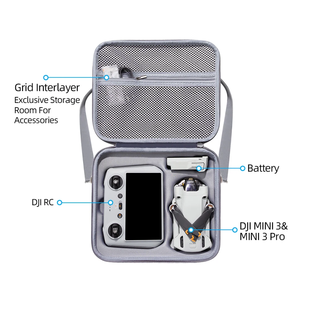 Drone Accessories Drone Storage Bag Drone Storage Case Portable Hard EVA Carrying Case Protective Sotrage Shoulder Bag Box for DJI Mini 3 Pro Remote Battery Accessories
