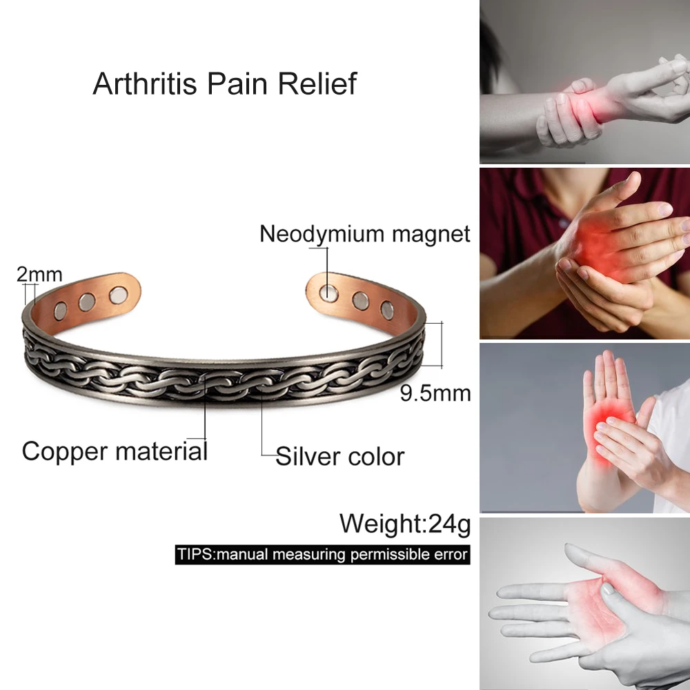 Twisted Bracelets for Women Men Pure Copper Magnetic Therapy Open Cuff Adjustable Health Energy Magnets Bangle Female Jewelry 2