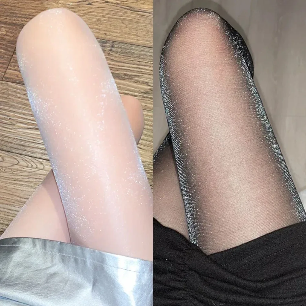 Women Pantyhose Shiny Silk Pantyhose Transparent Tights Charming Women's Underwear Glitter Bright Hosiery Ladies Slim Thigh High Stockings