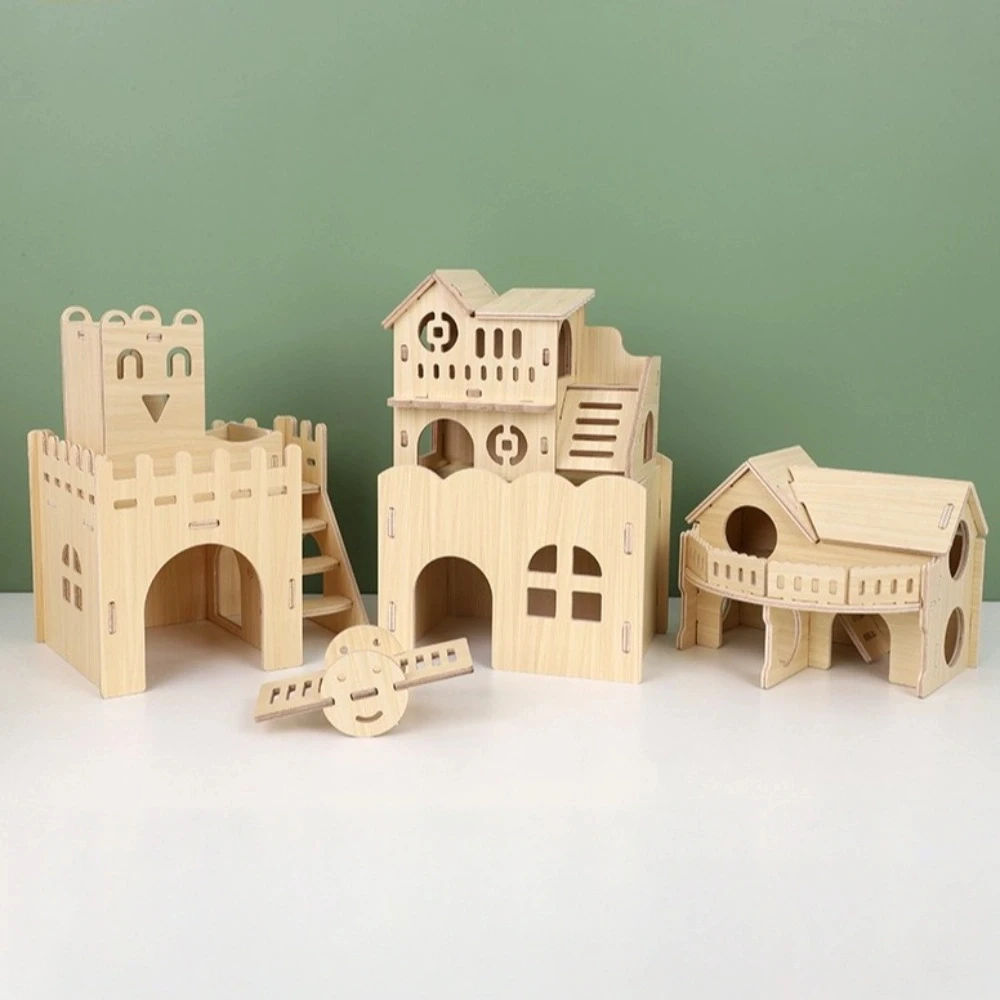 Nuova Villa in Legno per Criceti, Facile da Installare, Piattaforma Resistente, Accessori per Gabbie, Giocattolo da Arrampicata Masticabile per Criceti, Articoli per Animali Domestici - immagine 5