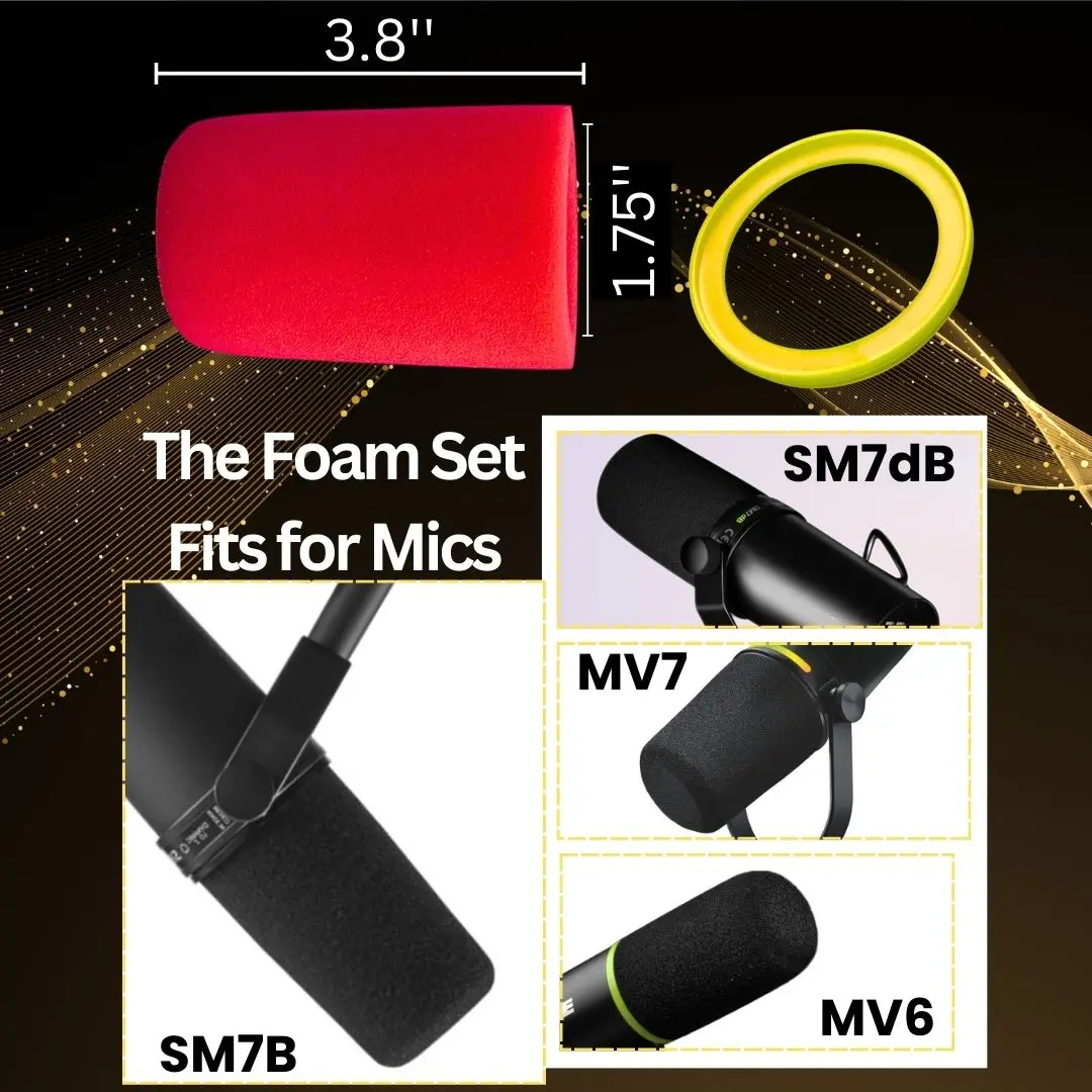 Windschutz für Shure SM7B, Mikrofon-Popfilter-Abdeckung mit Ring, Farbige Mikrofon-Schaumstoffabdeckung, Ersatz-Geräuschreduzierer für SM7dB Mikrofon – Detail 3