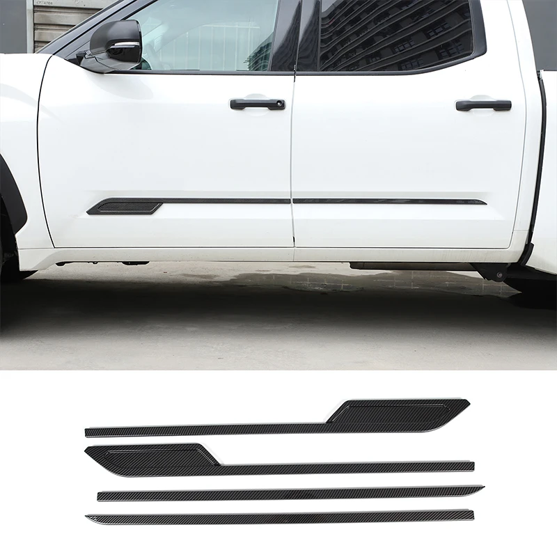 

For Toyota Tundra 2022 2023 ABS Carbon Fiber/Matte black Side Door Trim Side Door Body Molding Strips Cover Trim Car Accessories