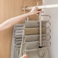 Folding Magic Pants Hangers 5/9layers Stainless Steel Space Saving Clothes Rack Organizer For Wardrobe Jeans Trousers Scarf 2