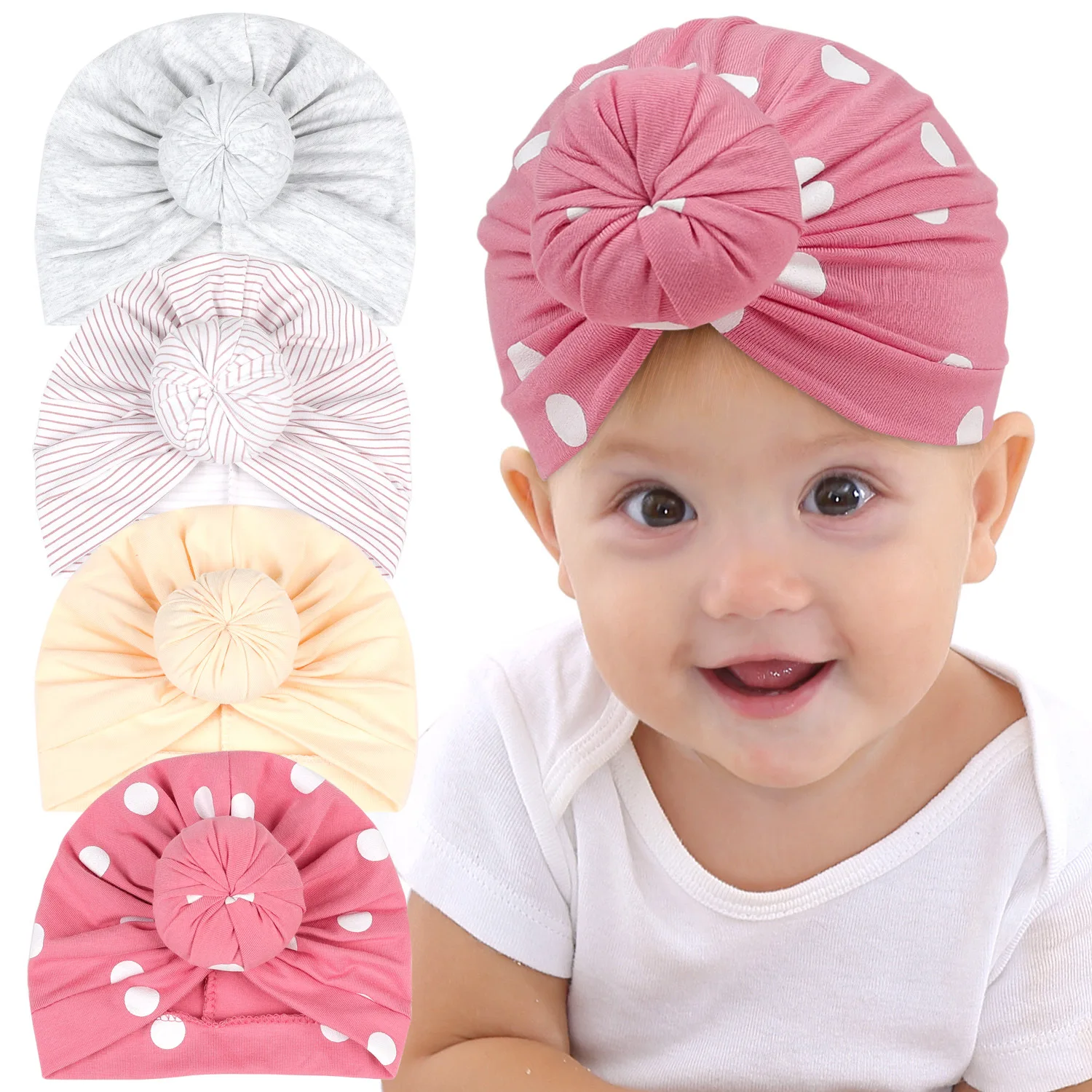 

Newborn Turban Baby Hat Donut Infant Boy Girls Hat Soft Cotton Head Wraps Turbans for Babies Toddler Beanie Cap Baby Accessories