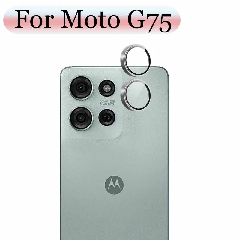 Protezione per fotocamera Matel Ring per Motorola Moto G75 Protezione per obiettivo in vetro per fotocamera Design 3D Alta qualità