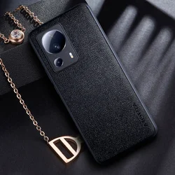Vintage Luxury Solid Color PU Leather Phone Case for Xiaomi 13 Lite (Black)