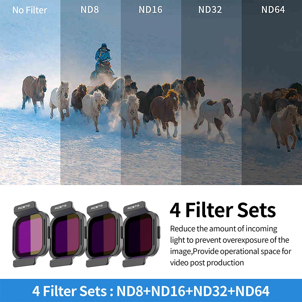 RCSTQ ND Lens Filter for  Flip Optical Glass Lenses Adjustable Filter Set UV CPL
