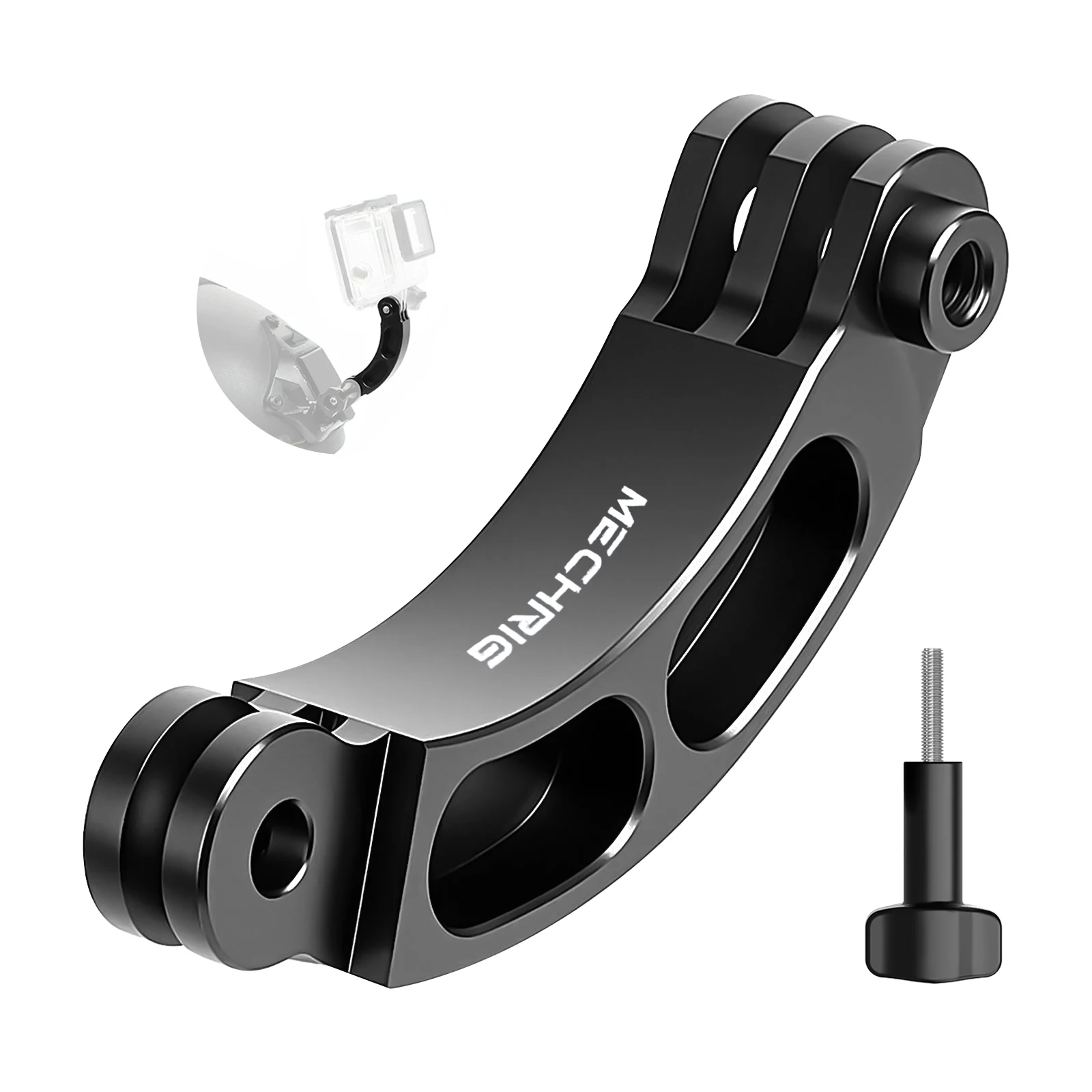 Bras d'extension incurvé en aluminium pour GoPro Hero 13/12/11/10/9 DJI Osmo Action
