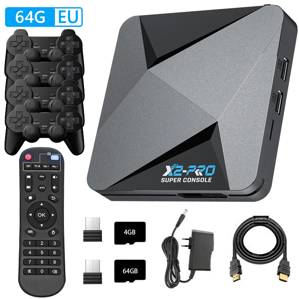 X2 PRO Super Console 4K UHD 2.4G/5G WiFi BT 4.3 Video Game Console Android 9.0+EmuELEC 4.5+Coreelec 3 in 1 Gifts for Kids Adults