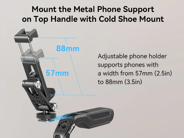 SmallRig Metal Phone Support with Cold Shoe Mount Phone Support for DJI RS 3 /RS 3 Pro/ RS 3 Mini /RS 4Pro/RS 4 w Cold Shoe 4382