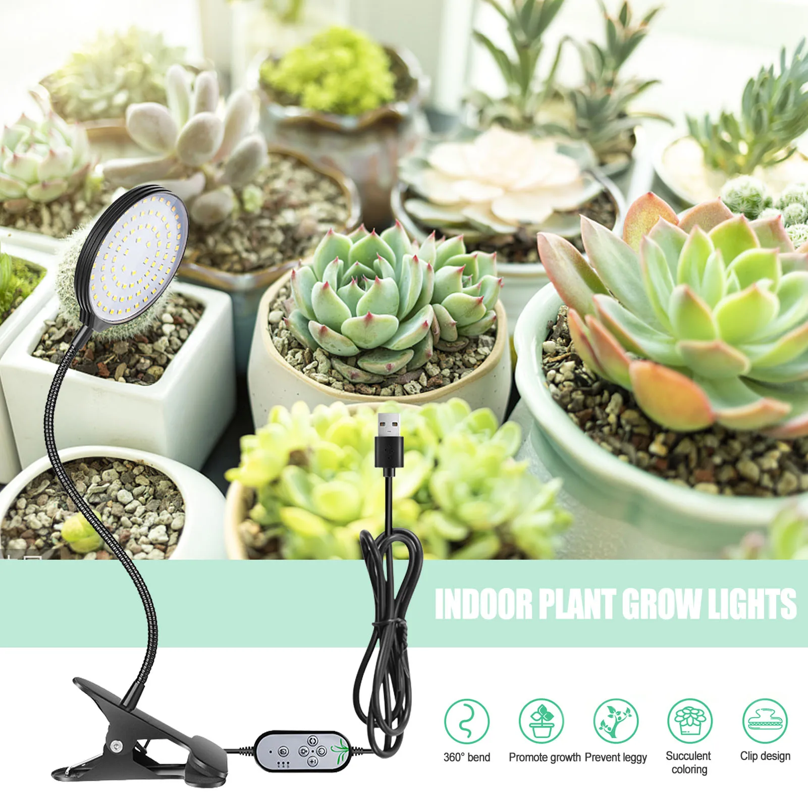 Grow Light For Indoor Plants Clip On Plant Lights With Flexible Gooseneck Indoor Plants Growing Lamps With Blue Red Led Spectrum