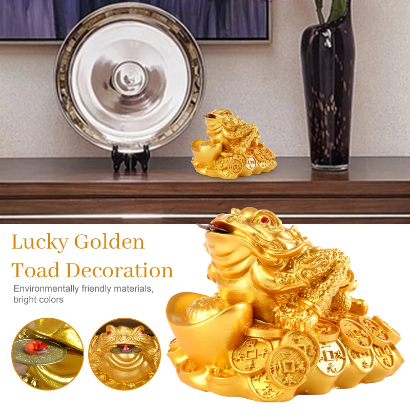 

Feng Shui Toad Money Lucky Fortune Wealth Chinese Golden Frog Toad Coin Home Office Decor Crafts Tabletop Ornaments Lucky Gifts