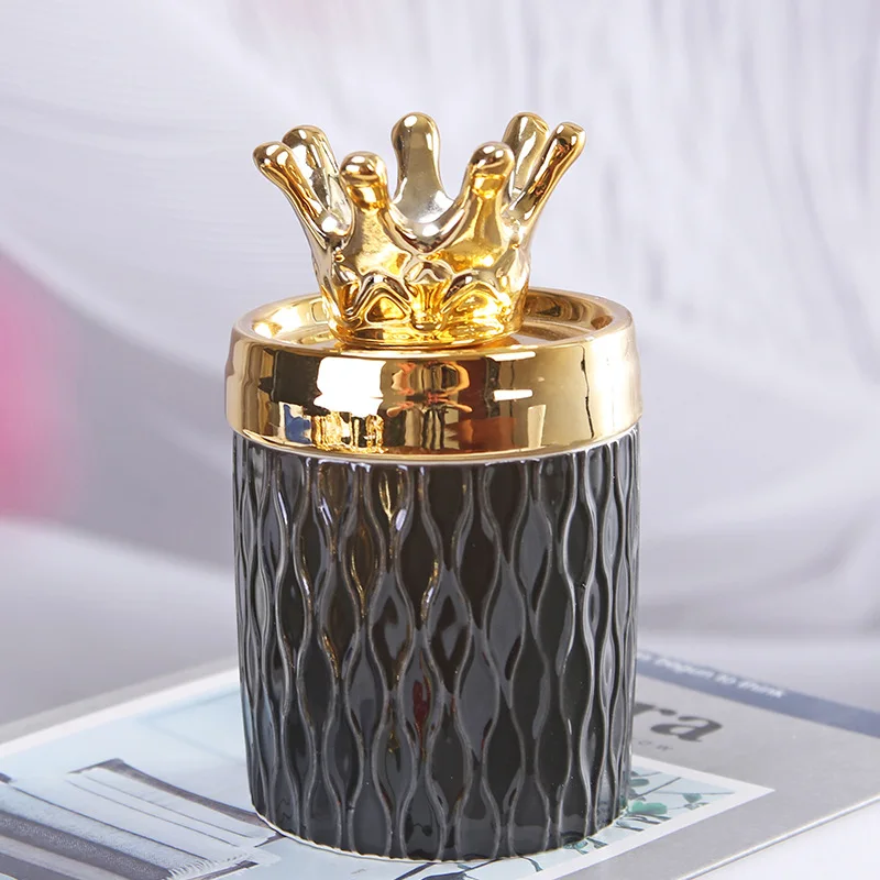 Electroplated Bird Ceramic Decorative Jar with Lid, Candle Jar, Aromatherapy Cup, Jewelry Storage Box, Handicraft Ornament 4
