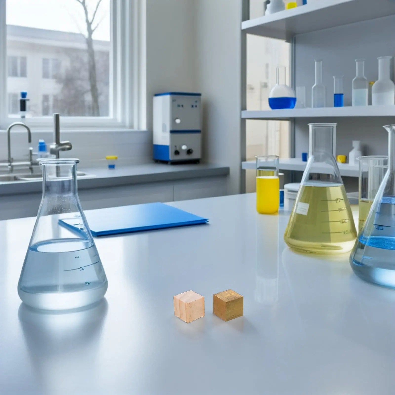 7개의 밀도 큐브, 다중 재질(구리, 철, 알루미늄) 정밀 금속 블록, 과학 프로젝트, 물리 교육용