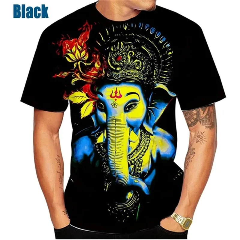 God Of Wisdom Ganesha T Shirts 3D Printing Hindu Ganesha Tshirt