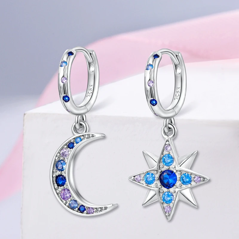 Hot Classic Original 925 Sterling Silver Earrings Colorful Circle Hoop Earrings For Women Party Wedding Engagement Jewelry Gift