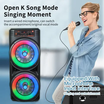 Powerful Bluetooth Speaker Portable Sound box Large Subwoofer Wireless Stereo Music Karaoke Column Support FM SD USB with Mic 4