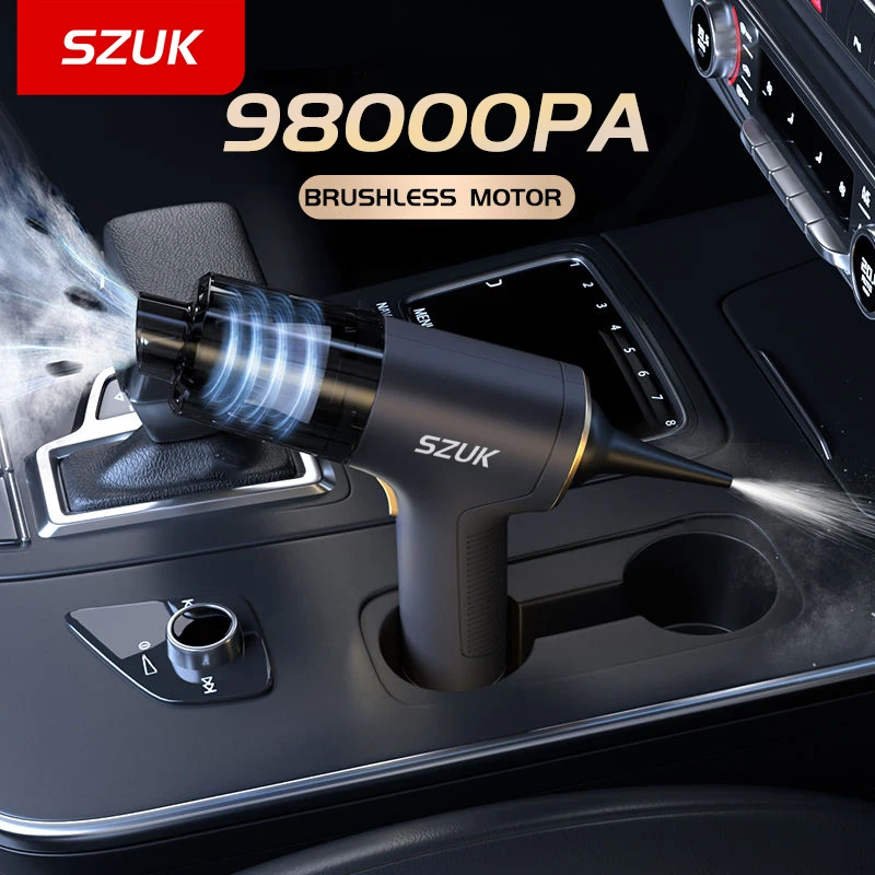 SZUK 98000PA Car Vacuum Cleaner Mini Wireless Powerful Cleaning Machine Strong Suction Handheld for Car Portable Home Appliance
