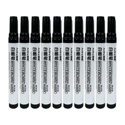 Erasable Magnetic Marker Pen for Whiteboards, Chalkboards, Glass, and Ceramics - Ideal for Office, School, and Art Projects (Black 10pcs)