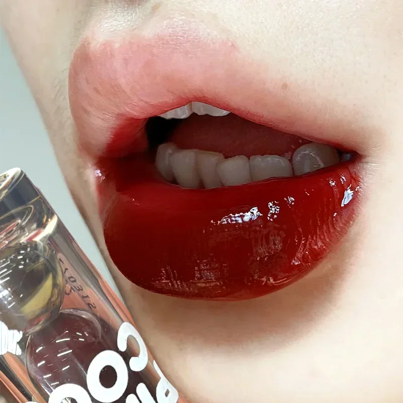 Dark Red Brown Mirror Lip Glaze Water Light Moisturizing Non-stick Cup Highly Pigmented Red Liquid Lipstick Lips Makeup Cosmetic 2
