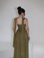 Mingmingxi Robe longue à lacets pour femme, sans manches, bretelles spaghetti réglables, robe de soirée avec écharpe, tenue de vacances d'été 5