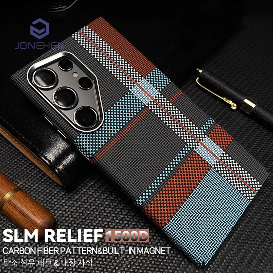 Luxury Cloud Carbon Fiber Magnetic Slim Case with Metal Lens Protection