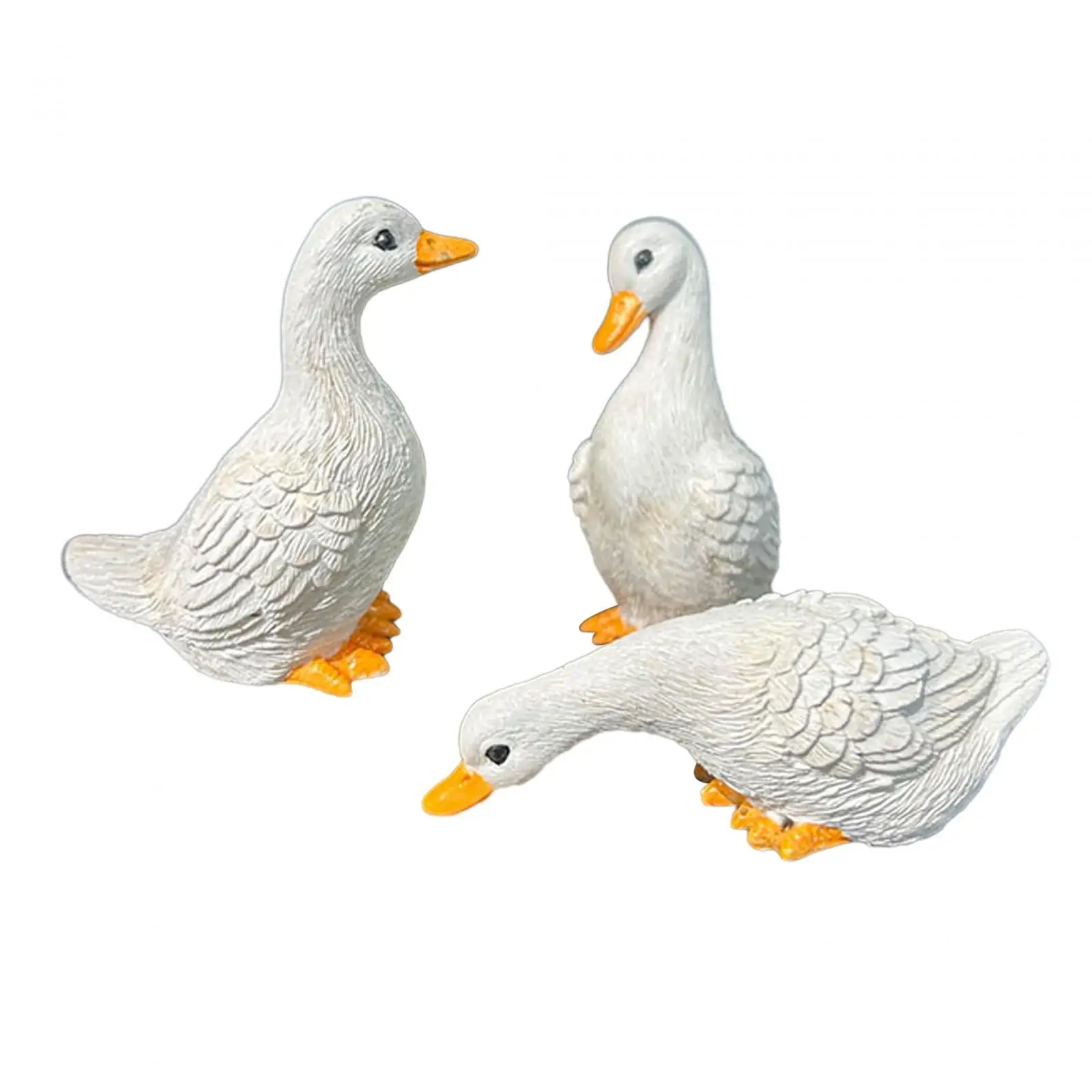 

3Pcs Duck Figurines Home Decor Garden Statues for Bookshelf Outside Balcony
