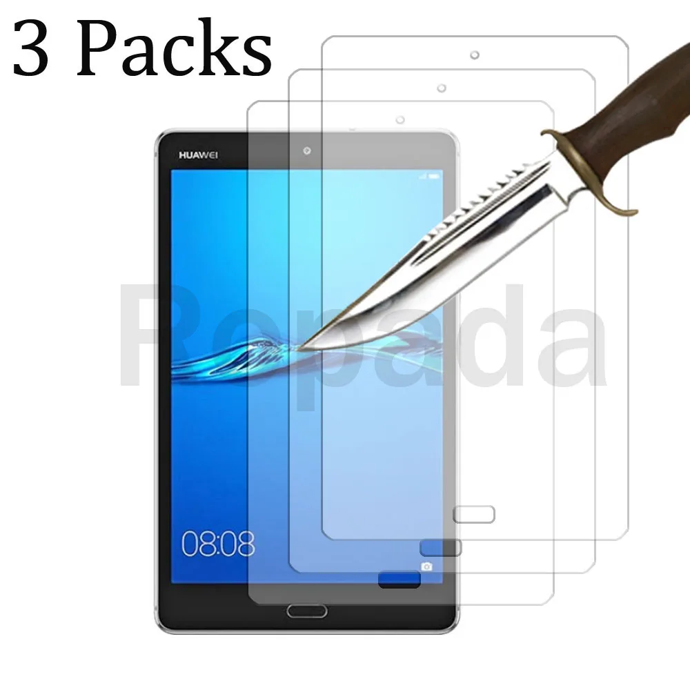 

3PCS Glass screen protector for Huawei MediaPad M3 Lite 8.0 8'' tablet protective film 9H hardness anti-dust