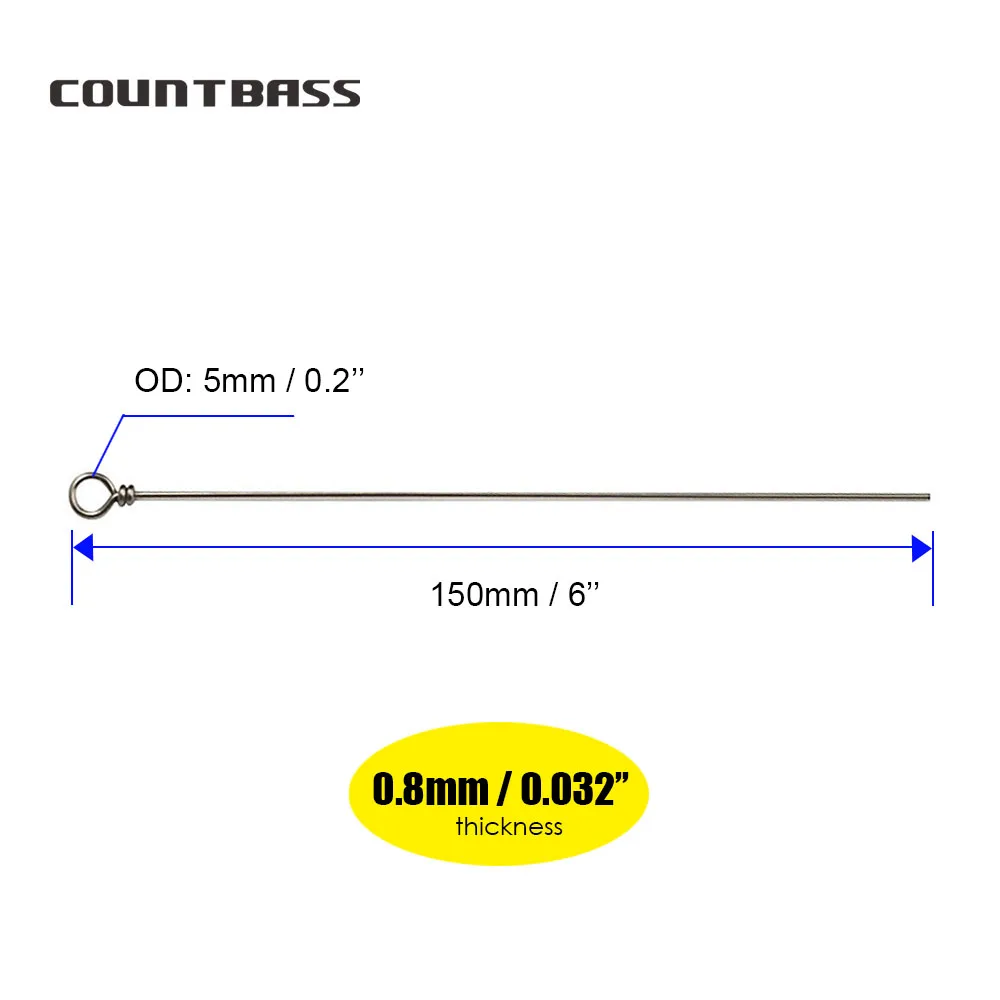 50pcs 0.65mm 0.8mm 0.9mm 1.0mm Straight Stainless Steel Wire Forms DIY Inner Spinner Fishing Lure Accessories
