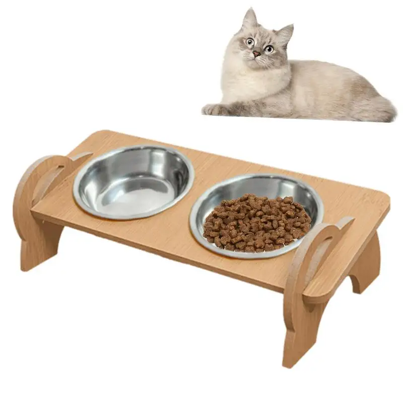 

Stainless Steel Cat Dishes with Tall Stand Adjustable Raised Puppy Cat Food Water Bowls Pet Feeder Accessories Food Lift Dining