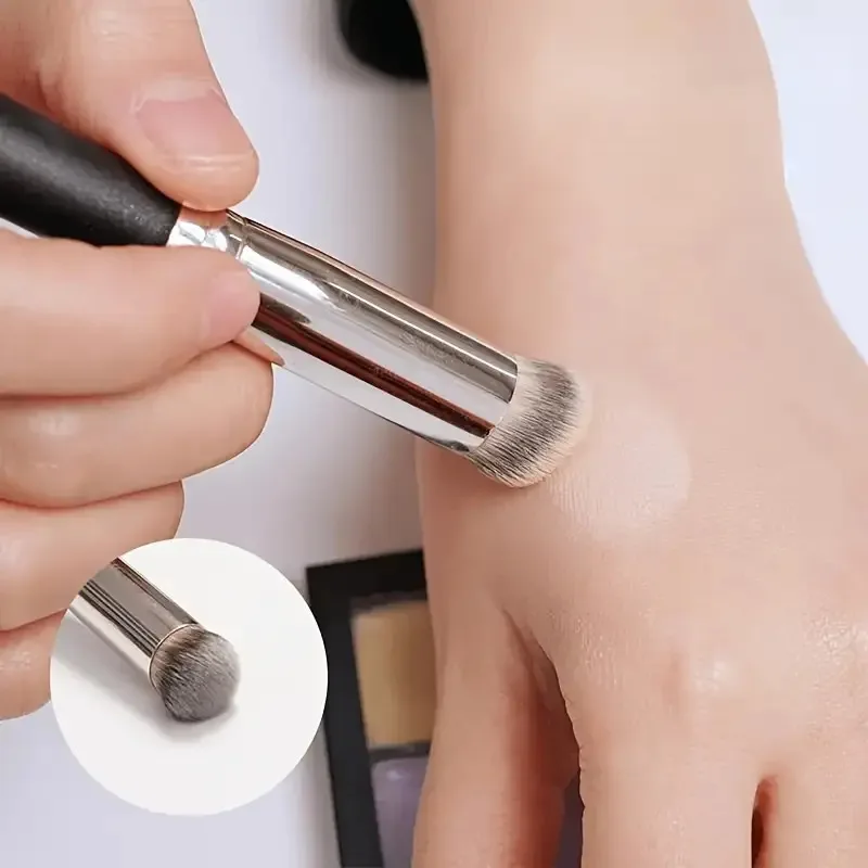 Oval Kabuki Brush - Airbrush Finish Foundation Tool for Liquid/Cream/Powder, Vegan & Cruelty-Free (Beginners & Pros)