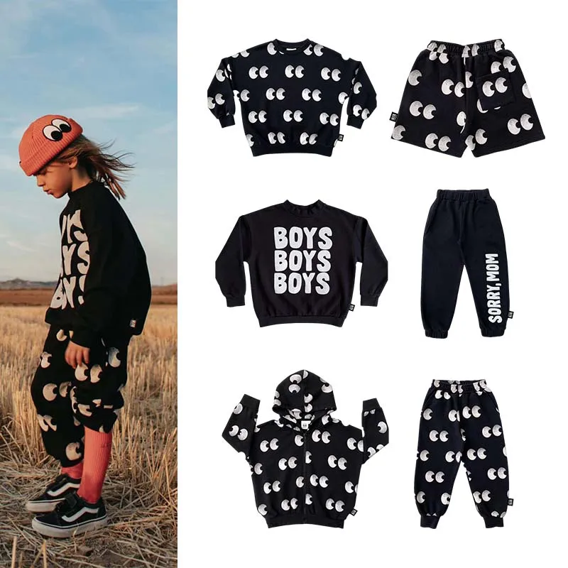 

Sweater Set for Kids 2023 Autumn New LMH Series Boys and Girls Eyes Hooded Coat Pure Cotton Sweater Baby Suit